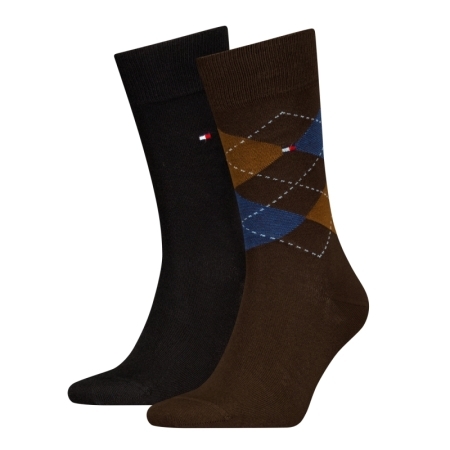 SOCK CHECK 039 coffee brown