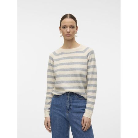 VMDOFFY LS O-NECK BLOUSE GA NO Birch/LGM