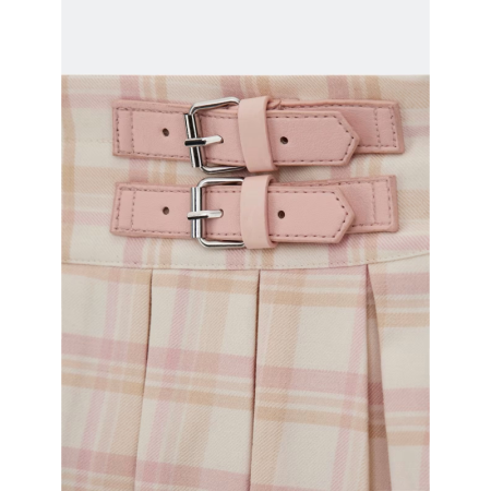 TWILL PLEATED MINI SKIRT L416 PINK CHECK