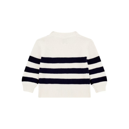 LS CARDIGAN S167 WHITE/BLUE STRIPES