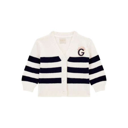 LS CARDIGAN S167 WHITE/BLUE STRIPES