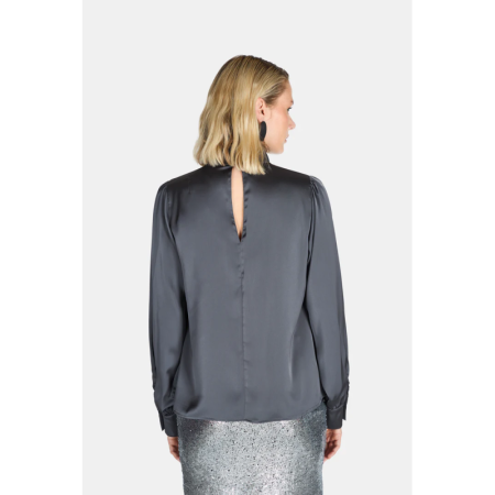 BLUSA RASO COLLO ALTO 023 PIOMBO