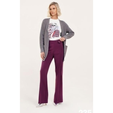 PANTALONE PALAZZO CON ALETTA E 019 MAGENTA