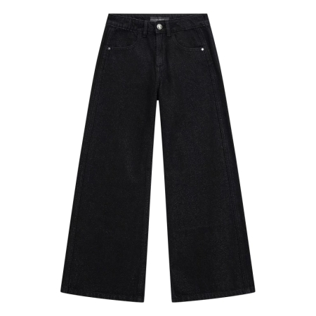 BLK LUREX DENIM WIDE LEG PANTS NTCH ELEGANT CHRISTMAS WASH