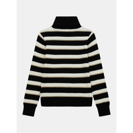 LS SWEATER S943 BLACK WHITE GOLD STR