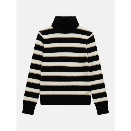 LS SWEATER S943 BLACK WHITE GOLD STR