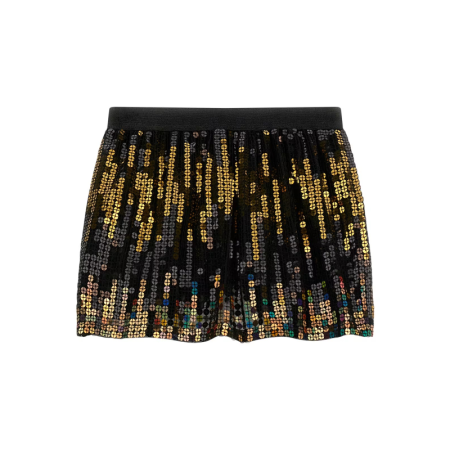 SEQUINS MINI SKIRT FY22 GOLD AND BLACK SEQUI