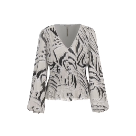 YVETTE LS PLEATING TOP P9YI ZEBRA SKIN PRINT