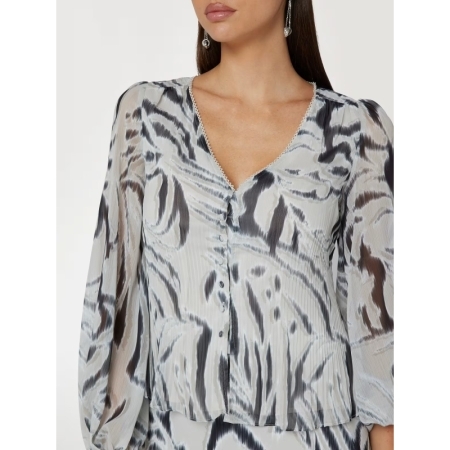 YVETTE LS PLEATING TOP P9YI ZEBRA SKIN PRINT