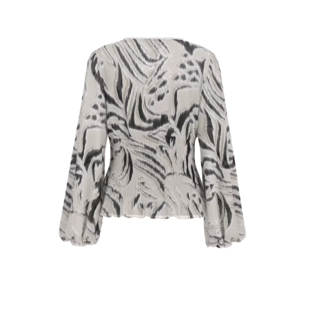 YVETTE LS PLEATING TOP P9YI ZEBRA SKIN PRINT