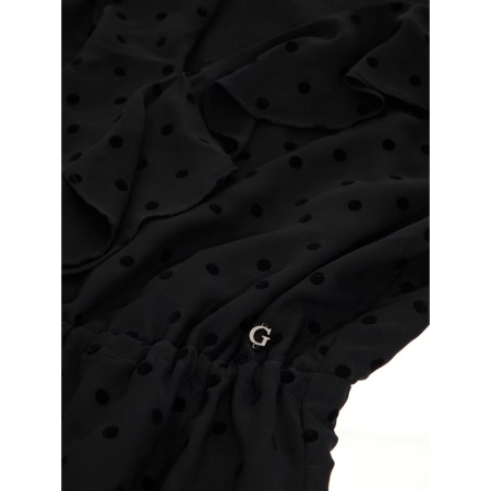 OLYMPE FRILL FLARE DRESS F0T2 BLACK POIS