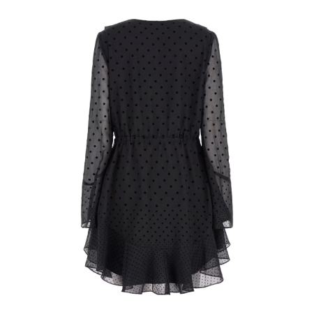 OLYMPE FRILL FLARE DRESS F0T2 BLACK POIS