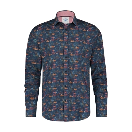 SHIRT FISH CORAL 605 NIGHT SKY BLUE