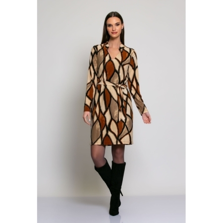 DRESS EARTH TONE SHAPES PRINT