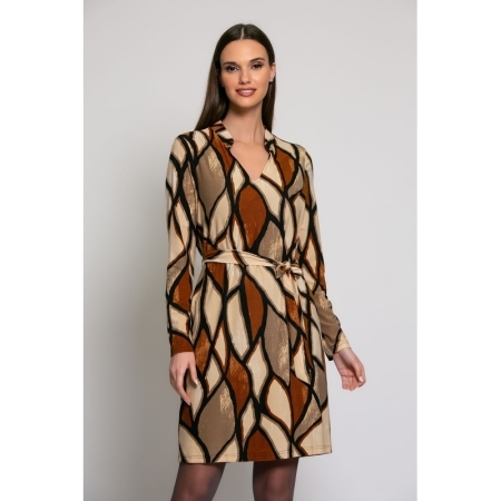 DRESS EARTH TONE SHAPES PRINT