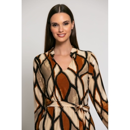 DRESS EARTH TONE SHAPES PRINT