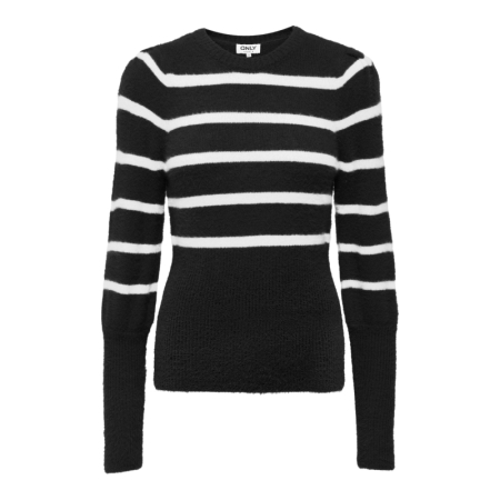 ONLPIUMO LS PUFF STRIPE O-NECK 177911002 Black