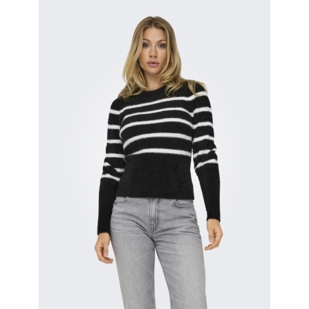 ONLPIUMO LS PUFF STRIPE O-NECK 177911002 Black