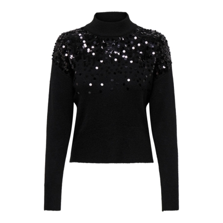 ONLALBA LS SEQUINS HIGH NECK K 177911001 Black