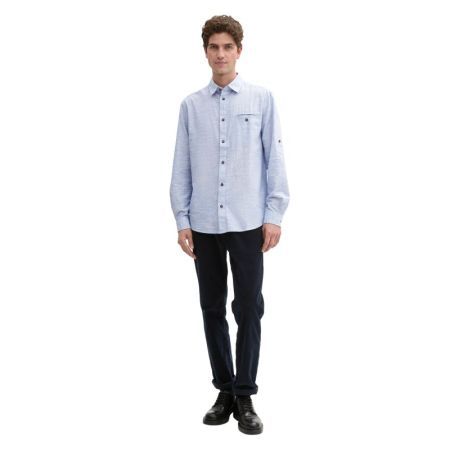 structured slubyarn shirt 31317 white blu