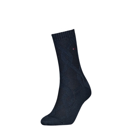 TH WOMEN SOCK 1P CABLE WOOL 002 navy