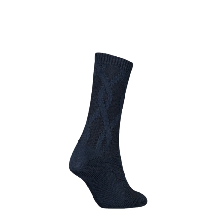 TH WOMEN SOCK 1P CABLE WOOL 002 navy