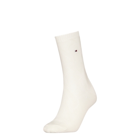 TH WOMEN SOCK 1P CABLE WOOL 001 OFF WHITE