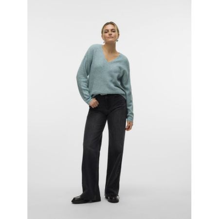 VMCREWLEFILE LS V-NECK BLOUSE 294075002 Gray
