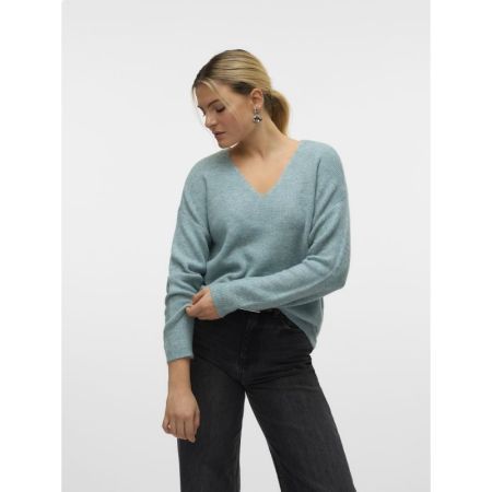 VMCREWLEFILE LS V-NECK BLOUSE 294075002 Gray