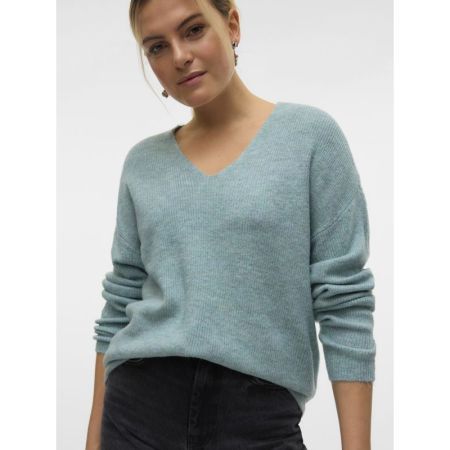 VMCREWLEFILE LS V-NECK BLOUSE 294075002 Gray