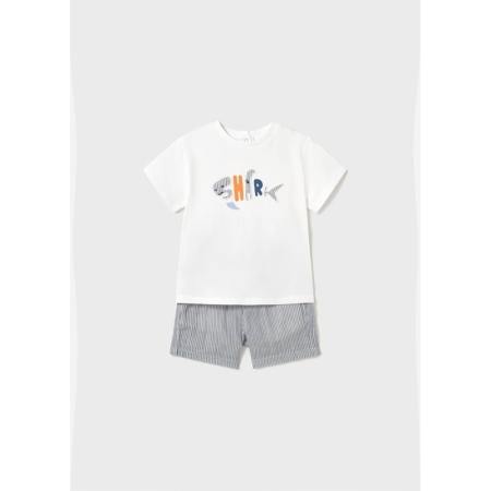 STRIPED SHIRT AND SHORT SET 036 BLUE