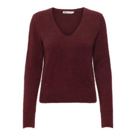 ONLELLA PIUMO LS V-NECK KNT 182651 Cabernet
