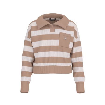 LS SWEATER S12G BROWN WHITE STRIPES