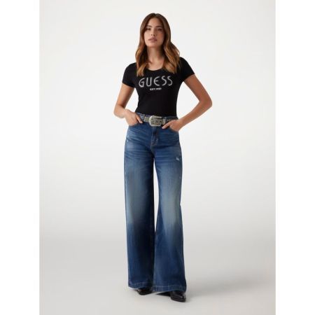 CN SS GUESS LOGO TEE JBLK JET BLACK