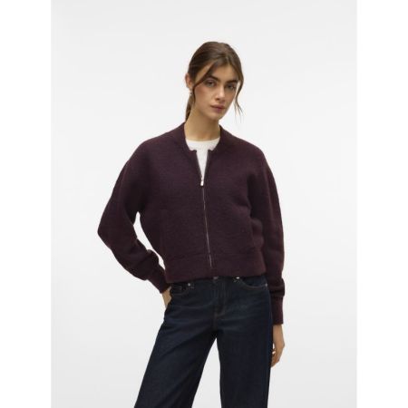 VMHANNA LS O-NECK ZIPPER CARDI 186320 Winetast