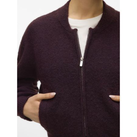 VMHANNA LS O-NECK ZIPPER CARDI 186320 Winetast