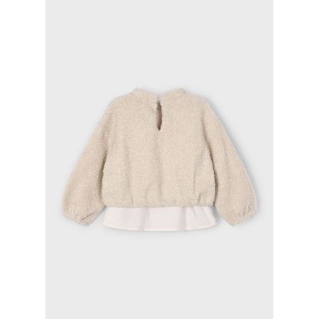 LAMB WOOL COMBINED PULLOVER 016 ALMOND