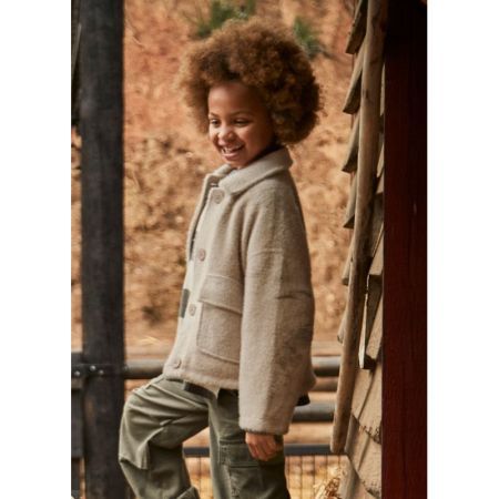 KNITTED FUR COAT 079 SAND