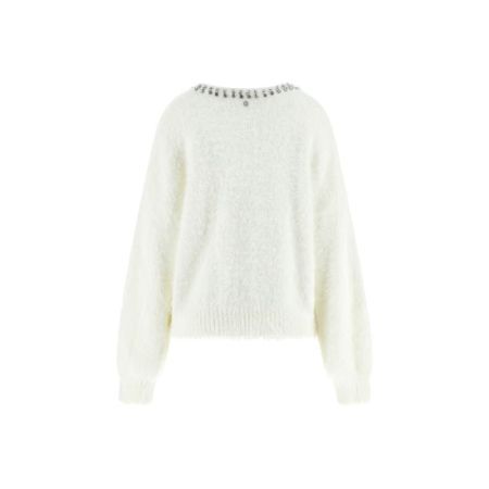 LS CN ARISA RHINESTONE SWEATER G1O6 DOVE WHITE