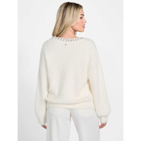 LS CN ARISA RHINESTONE SWEATER G1O6 DOVE WHITE