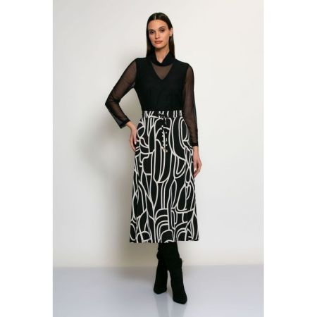 SKIRT BLACK ECRU PRINT