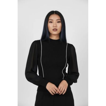 MAGLIA DOLCEVITA CON CONTRASTI 002 NERO