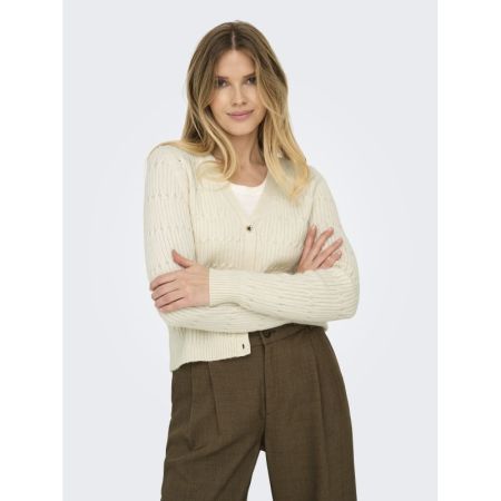 ONLKATIA LS VNECK CARDI KNT NO 196844001 White