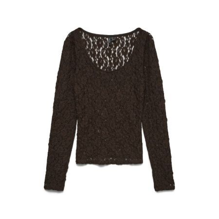 VMFLORA LS 2-WAY LACE TOP JRS 297957 Chocolat