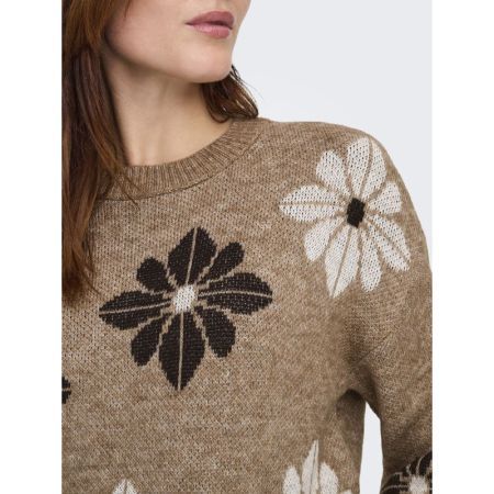 ONLFREESIA LS FLOWER O-NECK KN 227035005 Toast