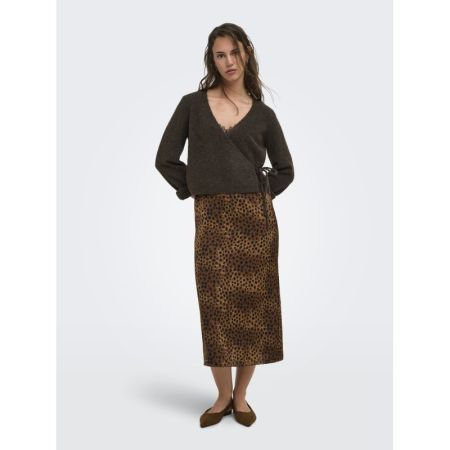 ONLLIVA LS V-NECK WRAP KNT 244915001 Choco
