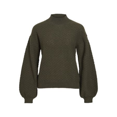 VITULI HIGHNECK L/S KNIT TOP/P 253562 Forest N
