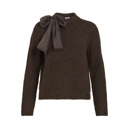 VIBOWS HIGHNECK L/S DETAIL KNI 196326001 Coffe