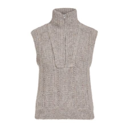 VIGLEEBA HALF ZIP KNIT VEST/VO 220690 Natural