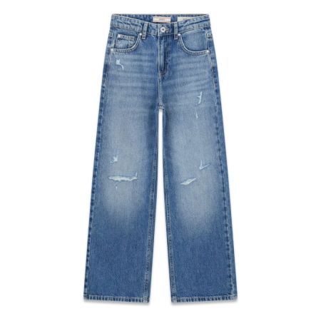 90S RIGID DENIM PANT W/DAMAGES OFLW CORN FLOWER BLUE WAS